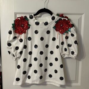 Queen of Sparkles Short Sleeve Embellished Sweatshirt
